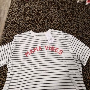 Striped 'Mama Vibes' T-Shirt